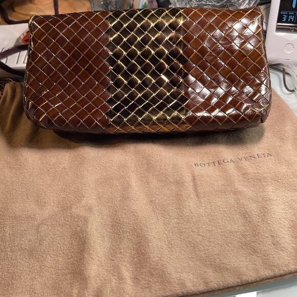 Bottega Veneta clutch exclusive design brown/gold weave - Picture 1 of 13